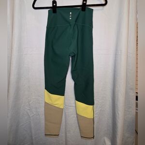 G390. Wilo The Label 7/8 Color Block HR  Leggings in Green/Yellow/Gray - Size S